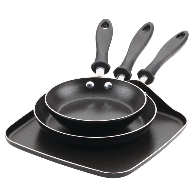 Farberware Reliance Aluminum Nonstick Cookware Set, 3-Piece, Black