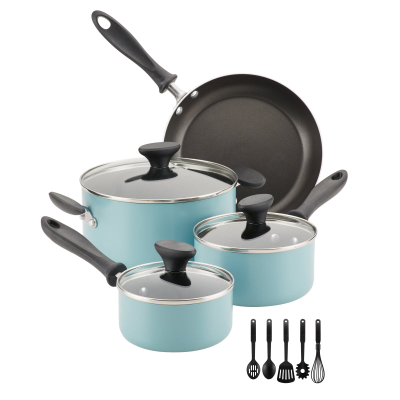 Farberware Reliance Aluminum Nonstick Cookware Set, 12-Piece, Aqua