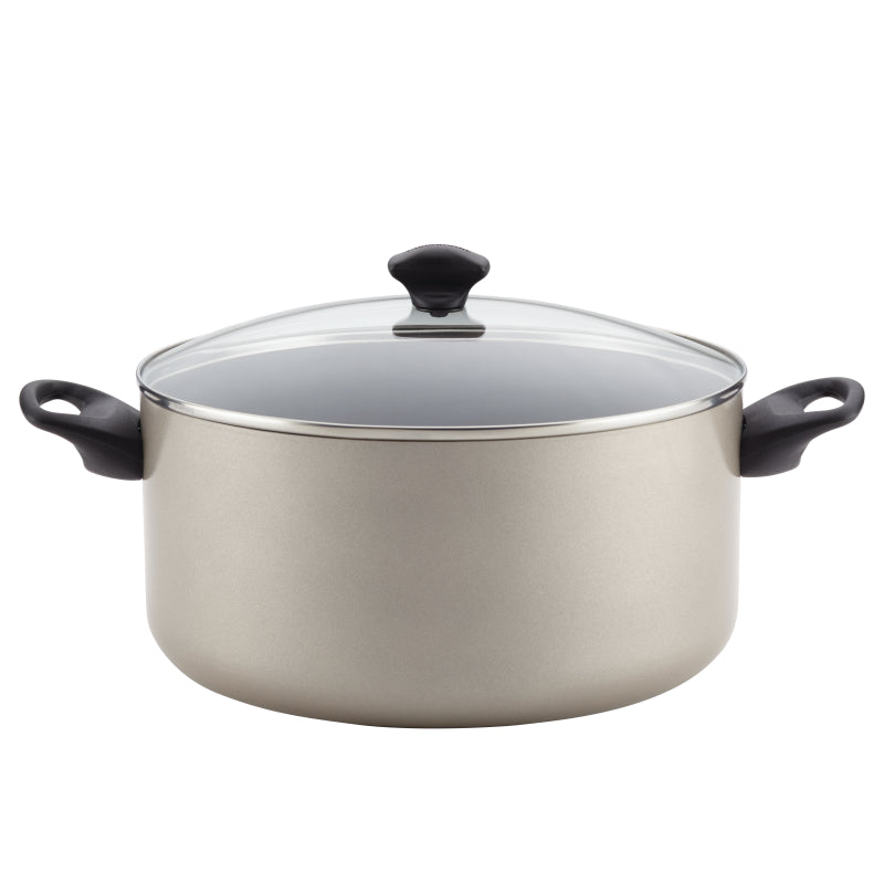 Farberware Cookware Aluminum Nonstick Stockpot with Lid, 10.5-Quart, Champagne