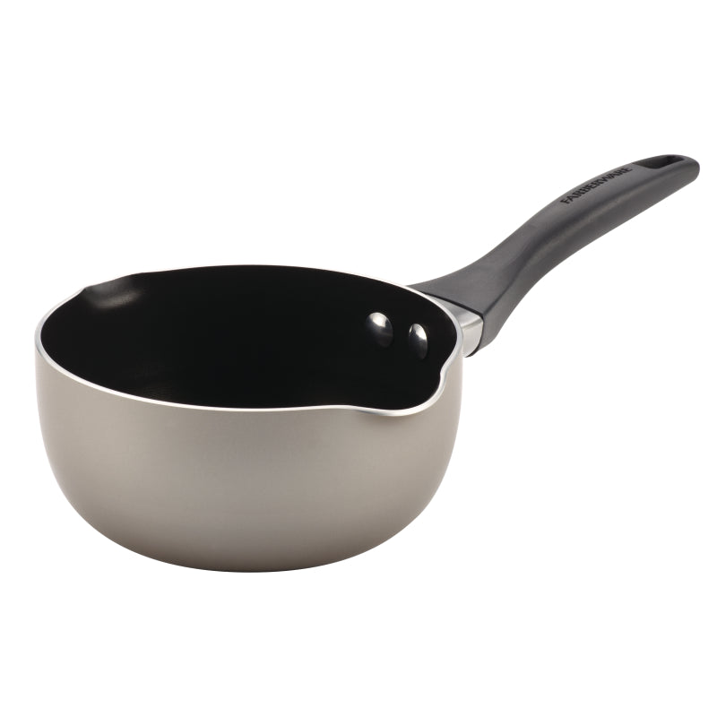 Farberware Dishwasher Safe Nonstick Aluminum Saucier Sauce Pan, 1-Quart, Champagne
