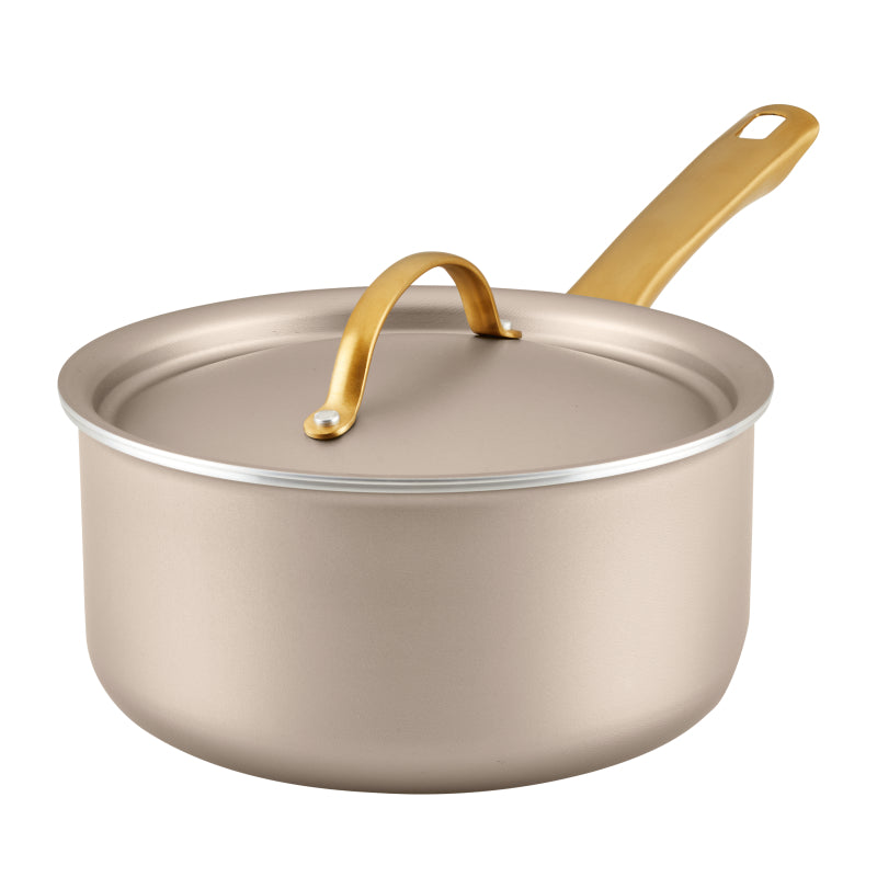 Farberware Radiant Nonstick Saucepan with Lid, 3 Quart, Champagne