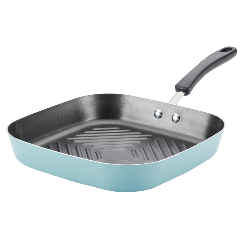 Farberware Cookstart Aluminum DiamondMax Nonstick Square Deep Grill Pan, 11-Inch, Aqua