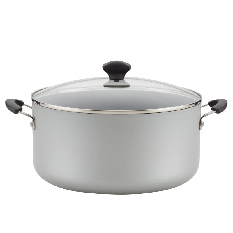Farberware Cookware Aluminum Nonstick Covered Stockpot, 10.5-Quart, Silver