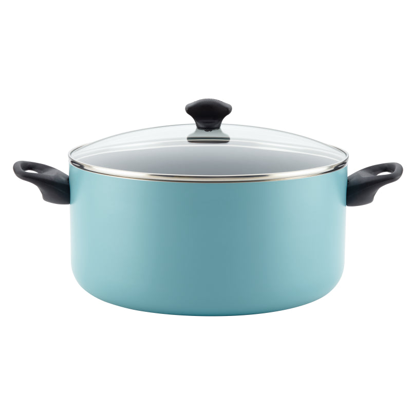 Farberware Dishwasher Safe Nonstick Aluminum Stockpot with Lid, Aqua 10.5-Quart