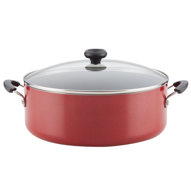 Farberware Easy Clean Aluminum Nonstick Stockpot, 8-Quart, Red