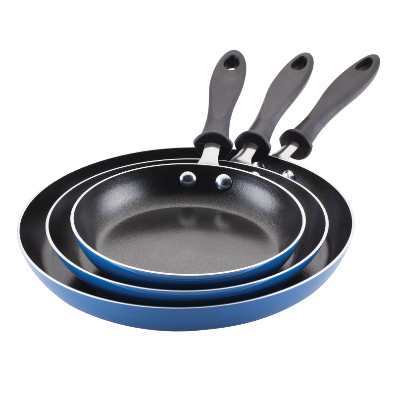 Farberware Reliance Aluminum Nonstick Frying Pan Set, 3-Piece, Blue