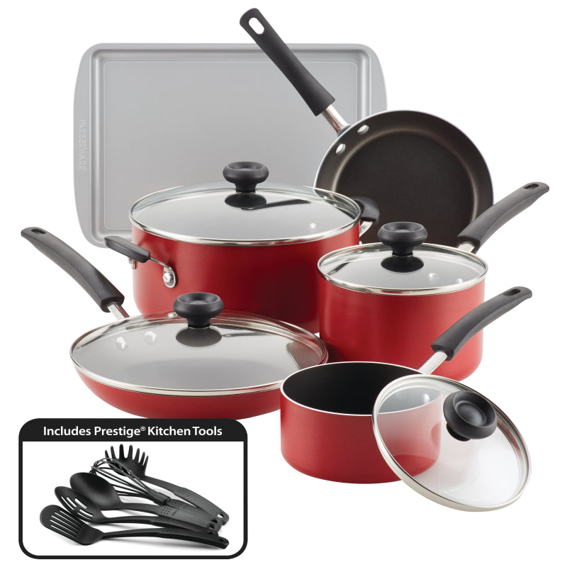 Farberware Easy Clean 15-Piece Cookware Set Red