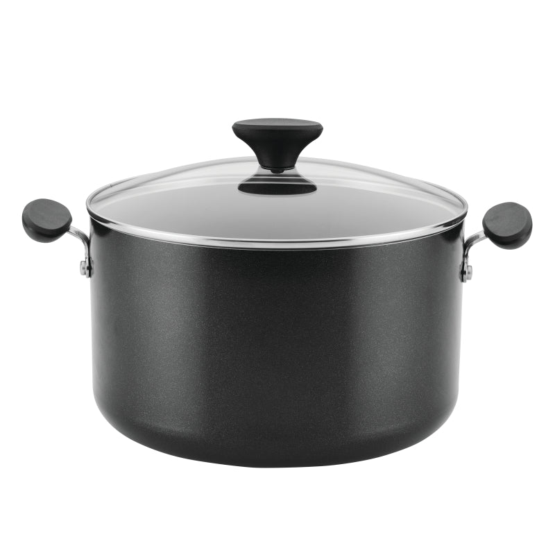 Farberware Reliance Aluminum Stockpot with Lid, 8 Quart, Black