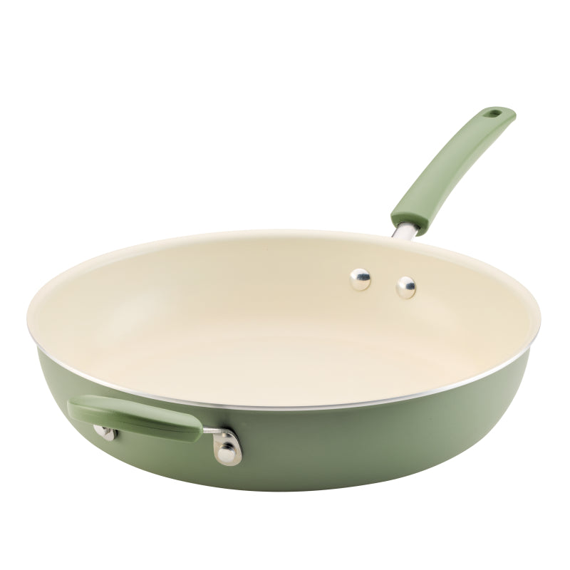Farberware Easy Clean Pro Nonstick Frying Pan with Helper Handle, 12.5 Inch, Green