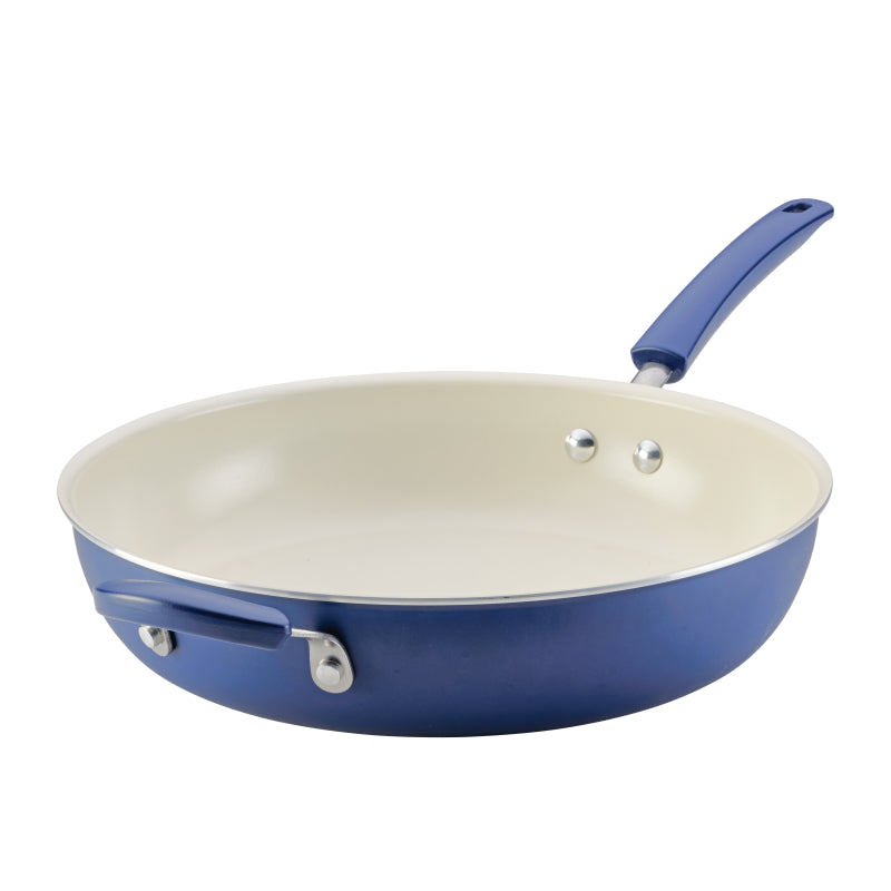 Farberware Easy Clean Pro Ceramic Nonstick Frying Pan with Helper Handle, 12.5-Inch, Blue