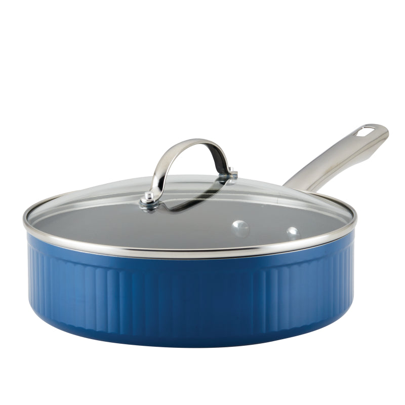 Farberware Style Nonstick Cookware Saute Pan with Lid, 3-Quart, Blue