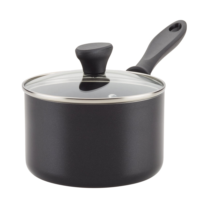 Farberware Reliance Aluminum Nonstick Saucepan with Lid, 2-Quart, Black