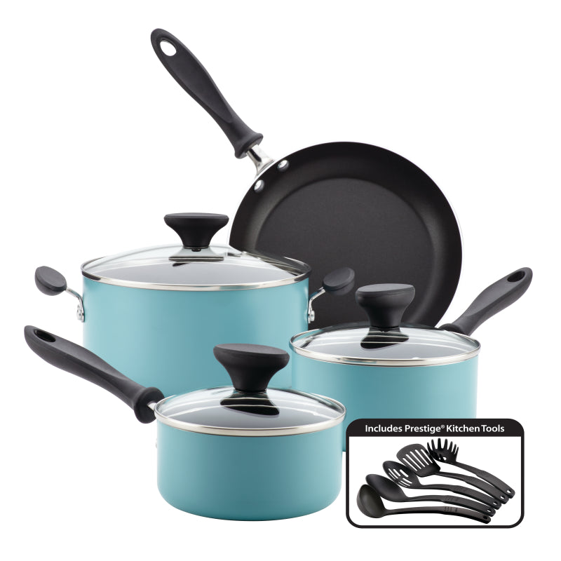 Farberware Reliance Aluminum 12-Piece Cookware Set Aqua