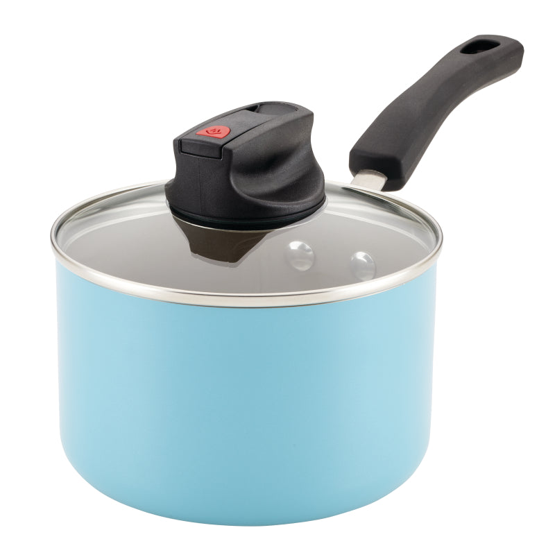 Farberware Smart Control Aluminum Nonstick Sauce Pan with Lid, 2-Quart, Aqua