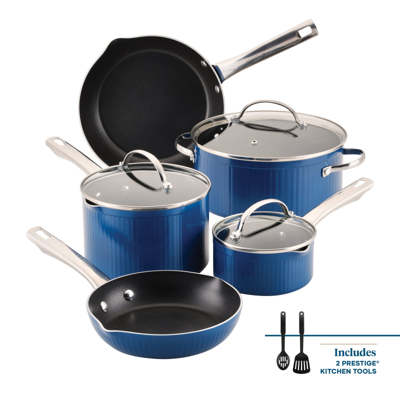 Farberware Style Nonstick Cookware Pots and Pans Set, 10-Piece, Blue