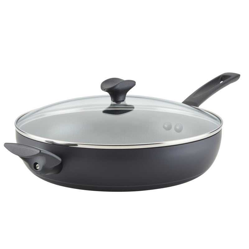 Farberware Power Base Aluminum Nonstick Everything Chef's Pan, 12.25-Inch, Matte Black