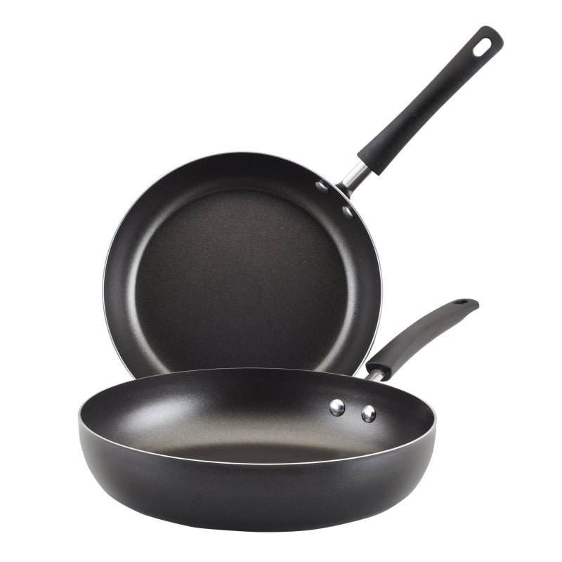 Farberware Easy Clean Aluminum Nonstick Deep Frying Pan Twin Pack, Black