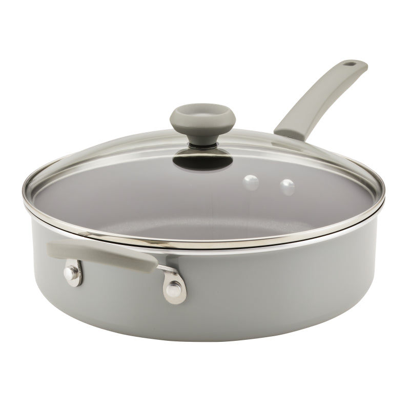 Farberware DuraStrong Nonstick Saute Pan with Lid, 4-Quart, Gray