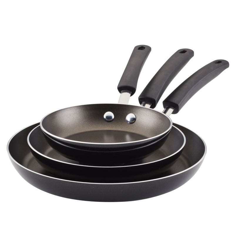 Farberware Easy Clean Aluminum Nonstick Frying Pan Set, 3-Piece, Black