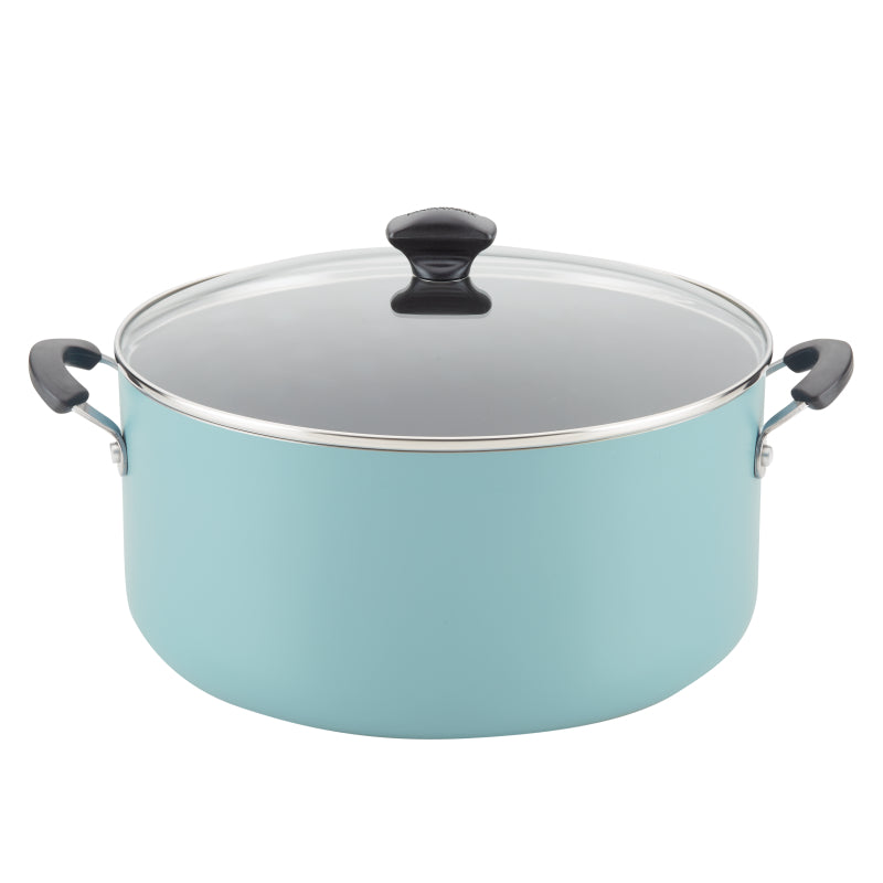 Farberware Cookware Aluminum Nonstick Covered Stockpot, 10.5-Quart, Aqua