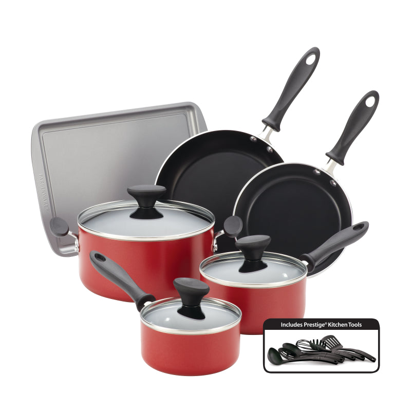 Farberware Reliance Aluminum 15-Piece Cookware Set Red