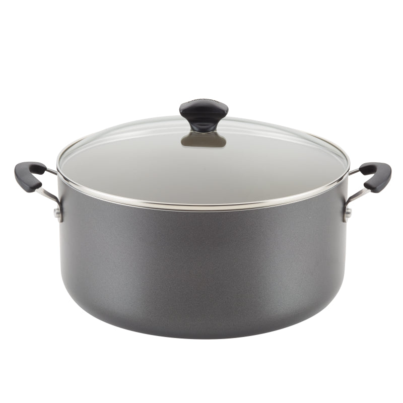 Farberware Cookware Aluminum Nonstick Stockpot with Lid, 10.5-Quart, Pewter