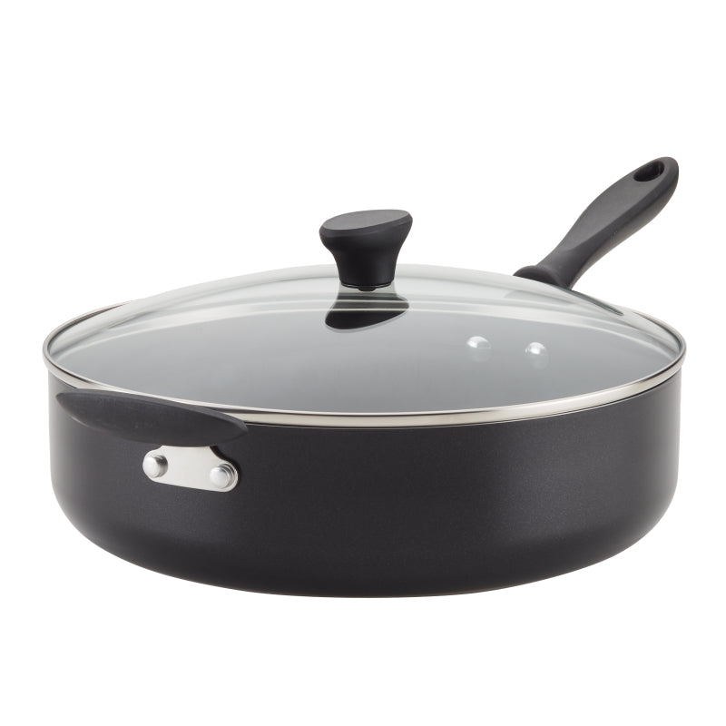 Farberware Reliance Aluminum Nonstick Jumbo Cooker with Helper Handle and Lid, 6-Quart, Black