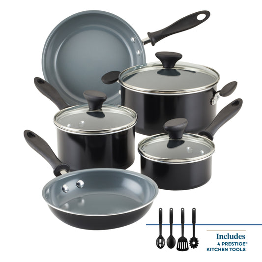 Farberware Reliance Pro Nonstick Cookware Set, 12-Piece, Black