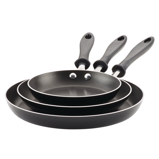 Farberware Reliance Aluminum Nonstick Frying Pan Set, 3-Piece, Black