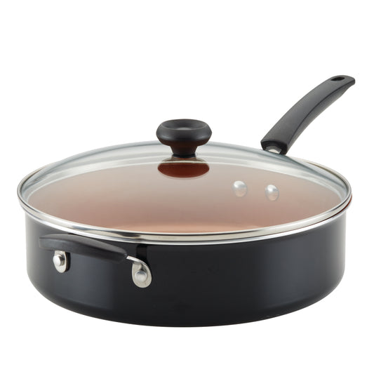 Farberware Easy Clean Pro Nonstick Jumbo Cooker Chef's Pan with Helper Handle, 5-Quart, Black