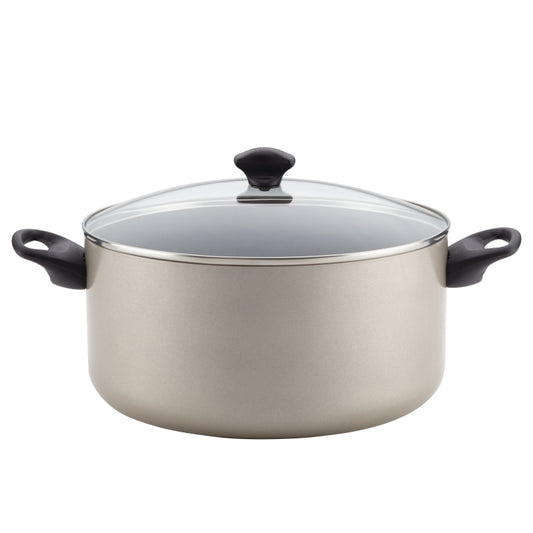 Farberware Cookware Aluminum Nonstick Stockpot with Lid, 10.5-Quart, Champagne