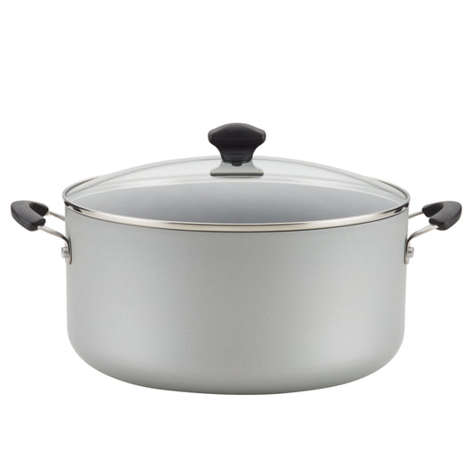 Farberware Cookware Aluminum Nonstick Covered Stockpot, 10.5-Quart, Silver