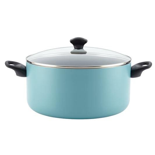 Farberware Dishwasher Safe Nonstick Aluminum Stockpot with Lid, Aqua 10.5-Quart
