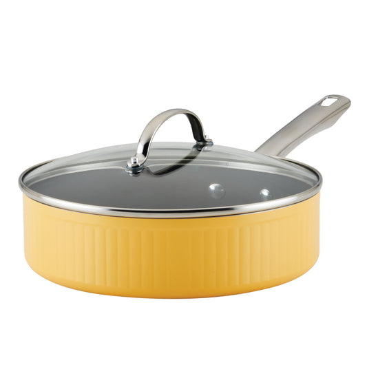 Farberware Style Nonstick Cookware Saute Pan with Lid, 3-Quart, Yellow