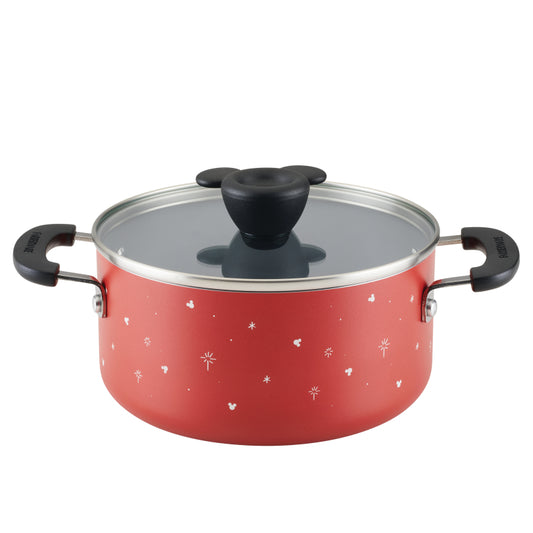 Farberware Disney Bon Voyage Ceramic Nonstick Saucepot with Lid, 3 Quart, Red