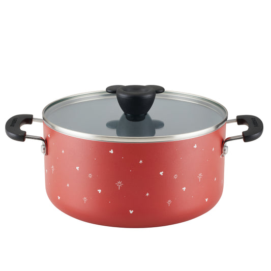 Farberware Disney Bon Voyage Ceramic Nonstick Stockpot with Lid, 5.5 Quart, Red
