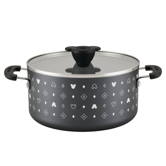 Farberware Disney Monochrome Ceramic Nonstick Stockpot with Lid, 5.5 Quart, Black