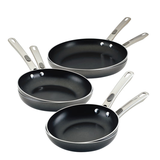 Farberware Aluminum Nonstick Frying Pan Set, 6-Piece, Gray