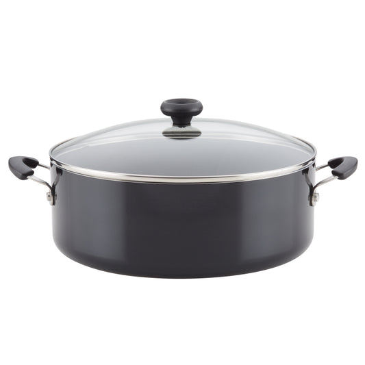 Farberware Easy Clean Aluminum Nonstick Stockpot with Lid, 8-Quart, Black