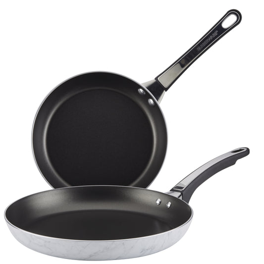 Farberware Designs 2-Piece Skillet Set White Marble