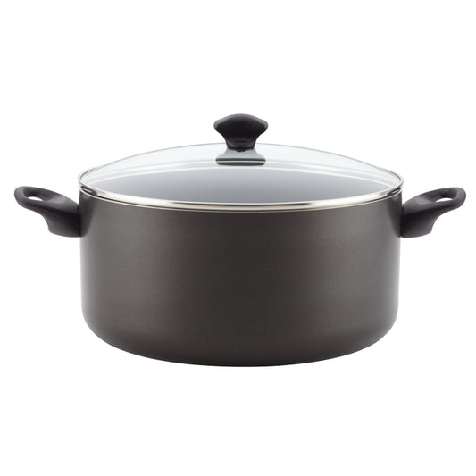 Farberware Dishwasher Safe Aluminum Nonstick Stockpot with Lid, 10.5-Quart, Black