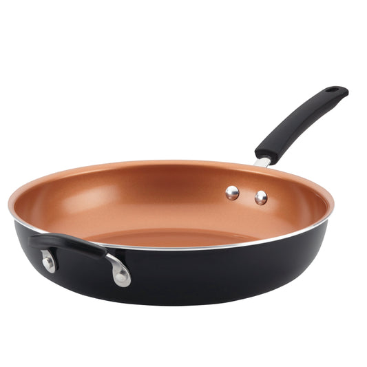 Farberware Easy Clean Pro Ceramic Nonstick Frying Pan with Helper Handle, 12.5-Inch, Black