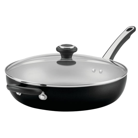 Farberware Dishwasher Safe High Performance Nonstick Deep Frying Pan with Helper Handle, 12-Inch, Black