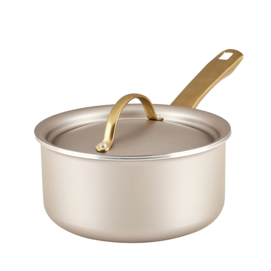 Farberware Radiant Nonstick Sauce Pan with Lid, 2 Quart Champagne