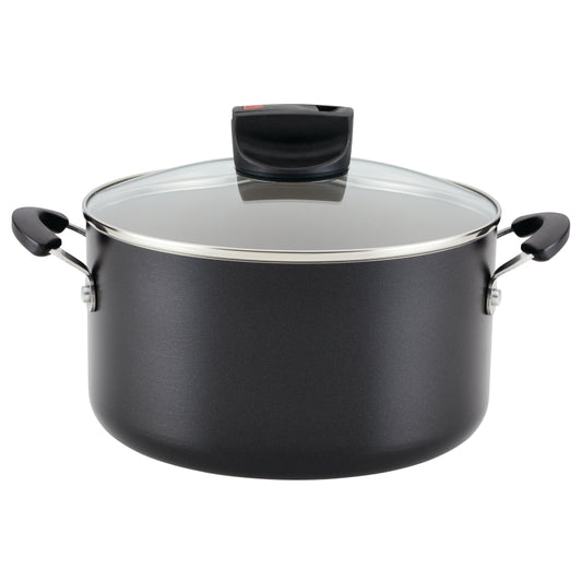 Farberware Smart Control Aluminum Nonstick Stockpot with Lid, 6-Quart, Black