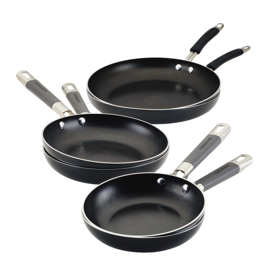 Farberware Aluminum Nonstick Frying Pan Set, 6-Piece, Black