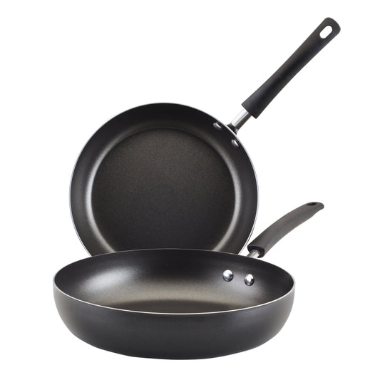 Farberware Easy Clean Aluminum Nonstick Deep Frying Pan Twin Pack, Black