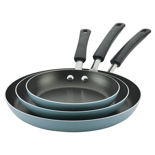 Farberware Easy Clean Aluminum Nonstick Frying Pan Set, 3-Piece, Aqua