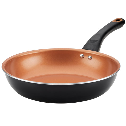 Farberware Glide Copper Ceramic Nonstick Frying Pan, 10-Inch, Black