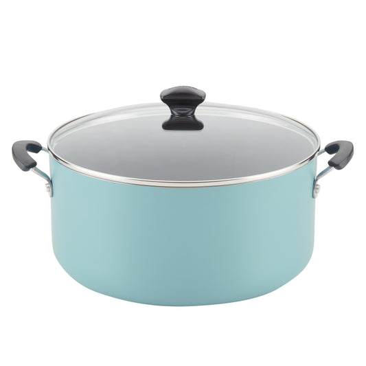 Farberware Cookware Aluminum Nonstick Covered Stockpot, 10.5-Quart, Aqua